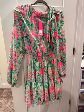 Lilly Pulitzer Pink and Green Tropical Print Dress